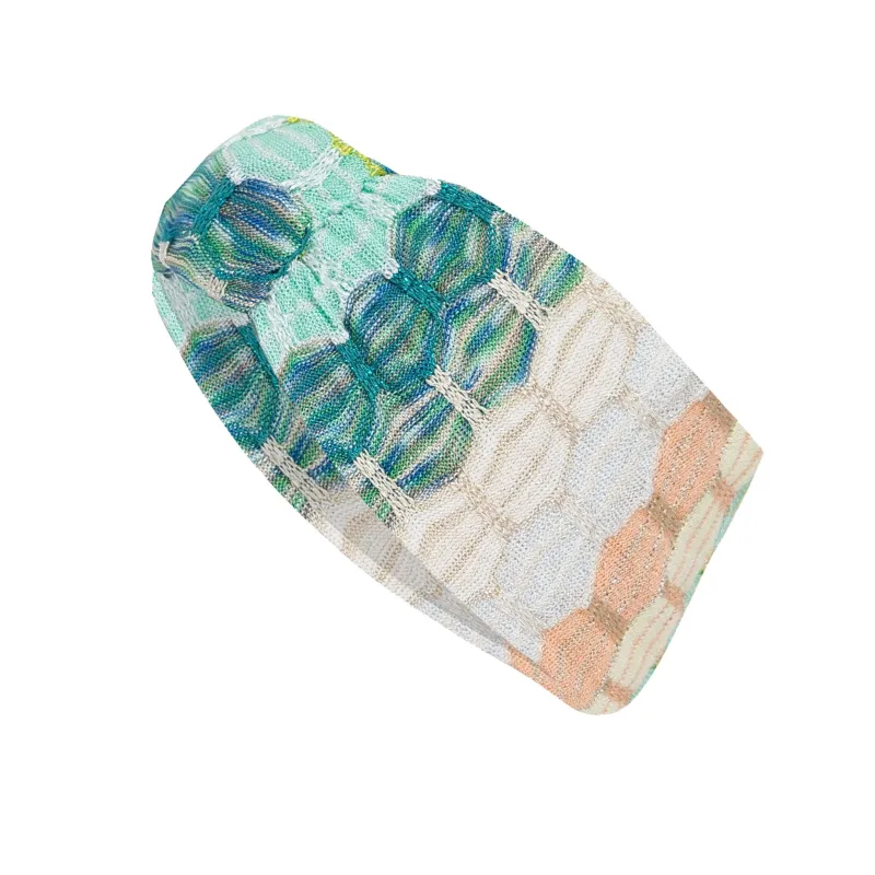 Headband in Honeycomb Knit White/Green sold by Sand Dollar