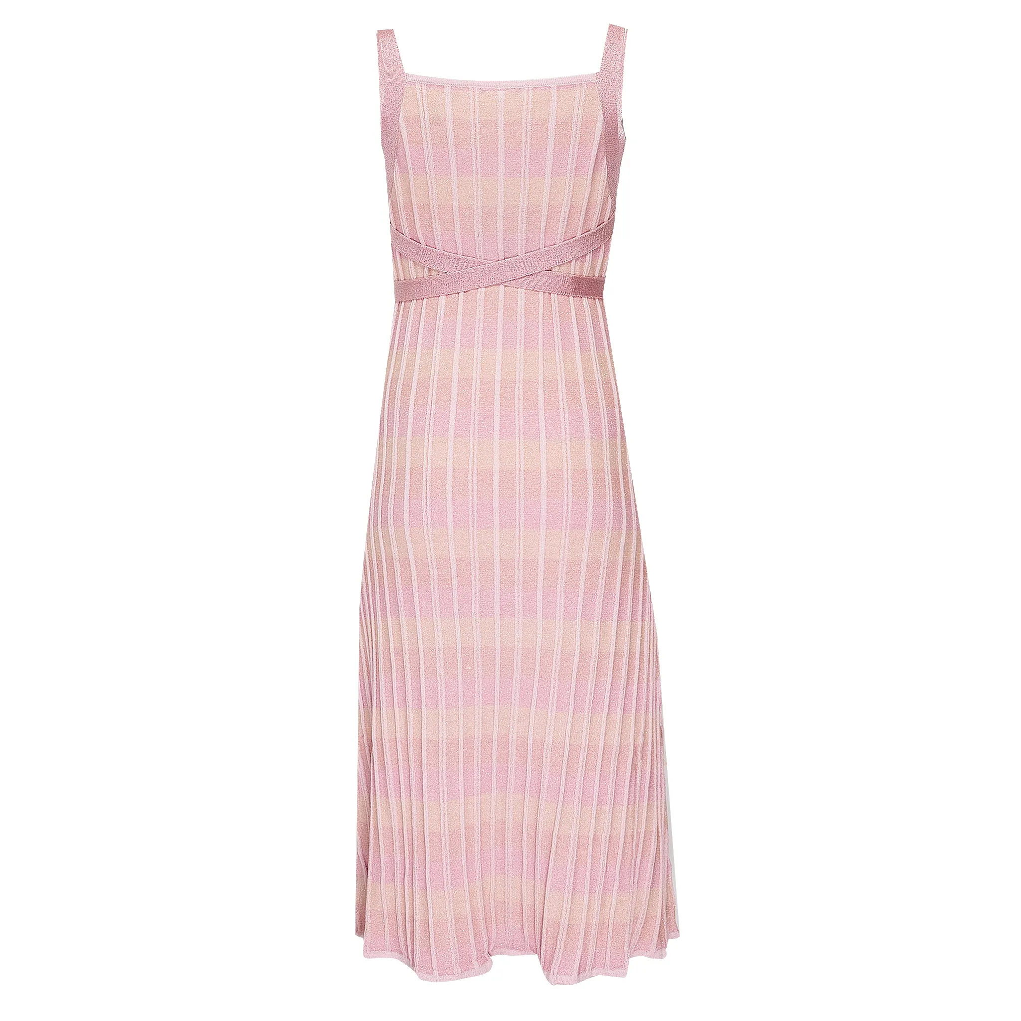 Multicolour Midi Dress with Front Ties In Ribbed Knit Pink sold by Sand Dollar product image thumbnail 2