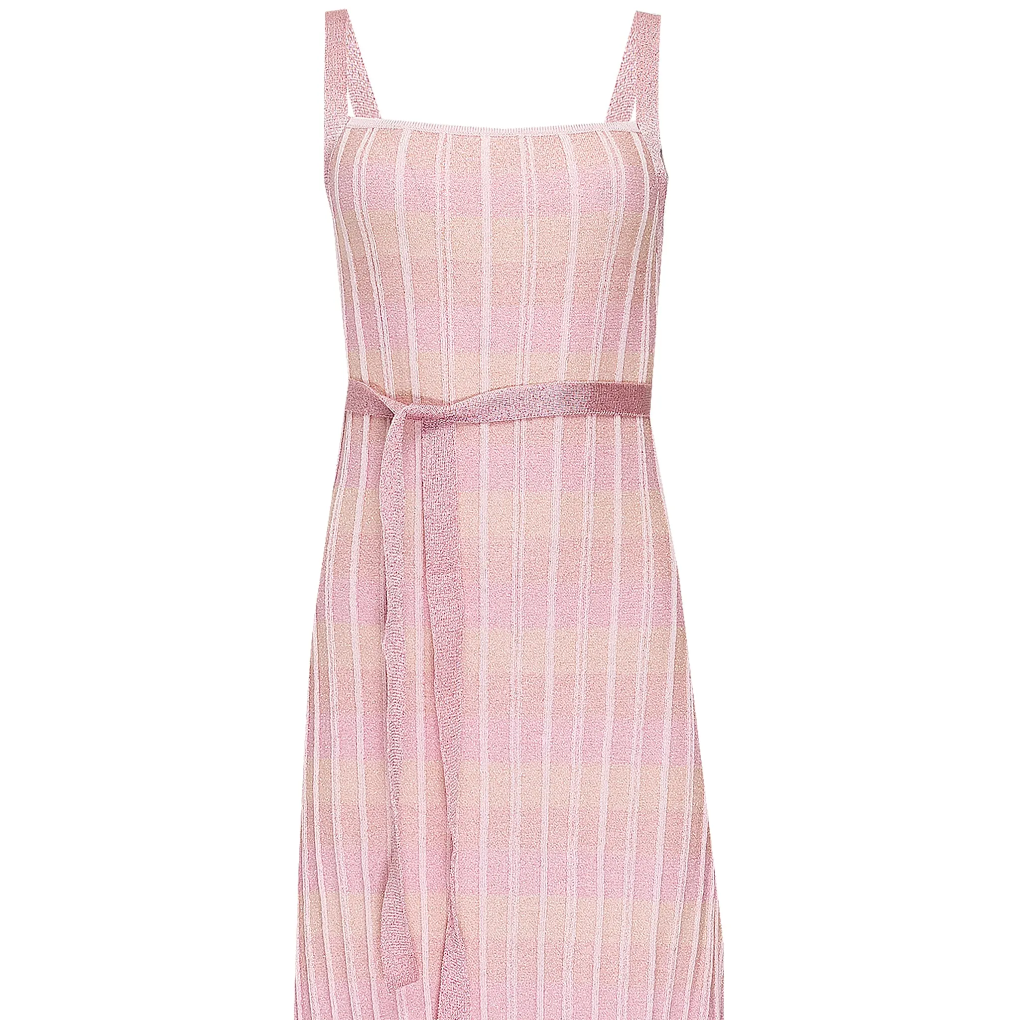 Multicolour Midi Dress with Front Ties In Ribbed Knit Pink sold by Sand Dollar product image thumbnail 3