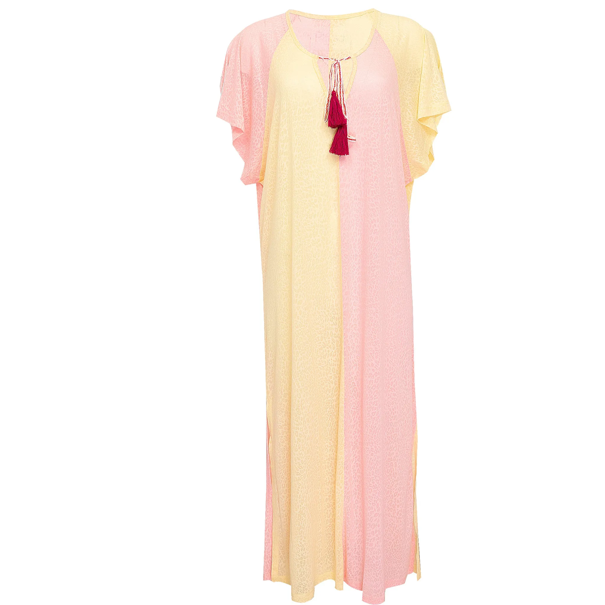 Two Tone Summer Dress - Maxi Dress in Soft Lemon-Salmon sold by Sand Dollar product image thumbnail 2