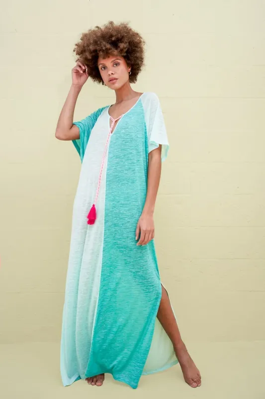 Colour Block Summer Dress - Two Tone Maxi Dress Aqua-Mint sold by Sand Dollar