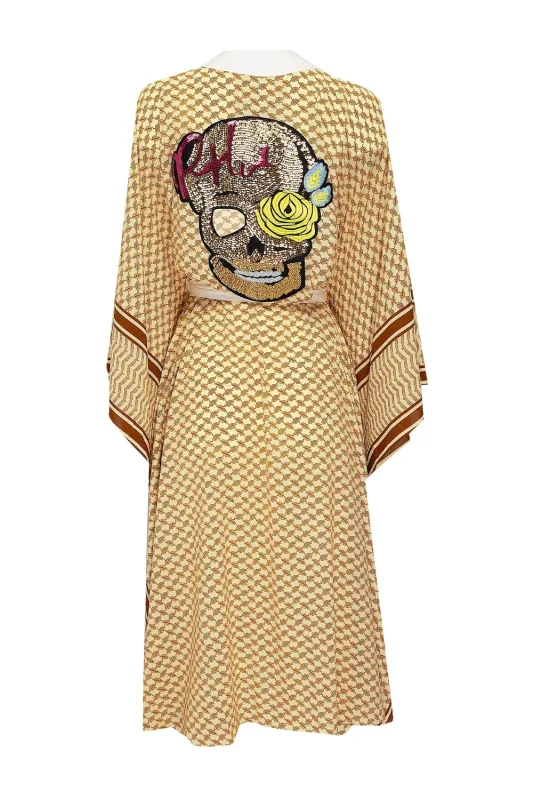 Desert Kimono Skull Off White Long made by Sand Dollar
