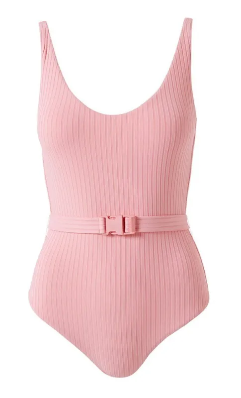 St Tropez Blush Ribbed One Piece made by Melissa Odabash