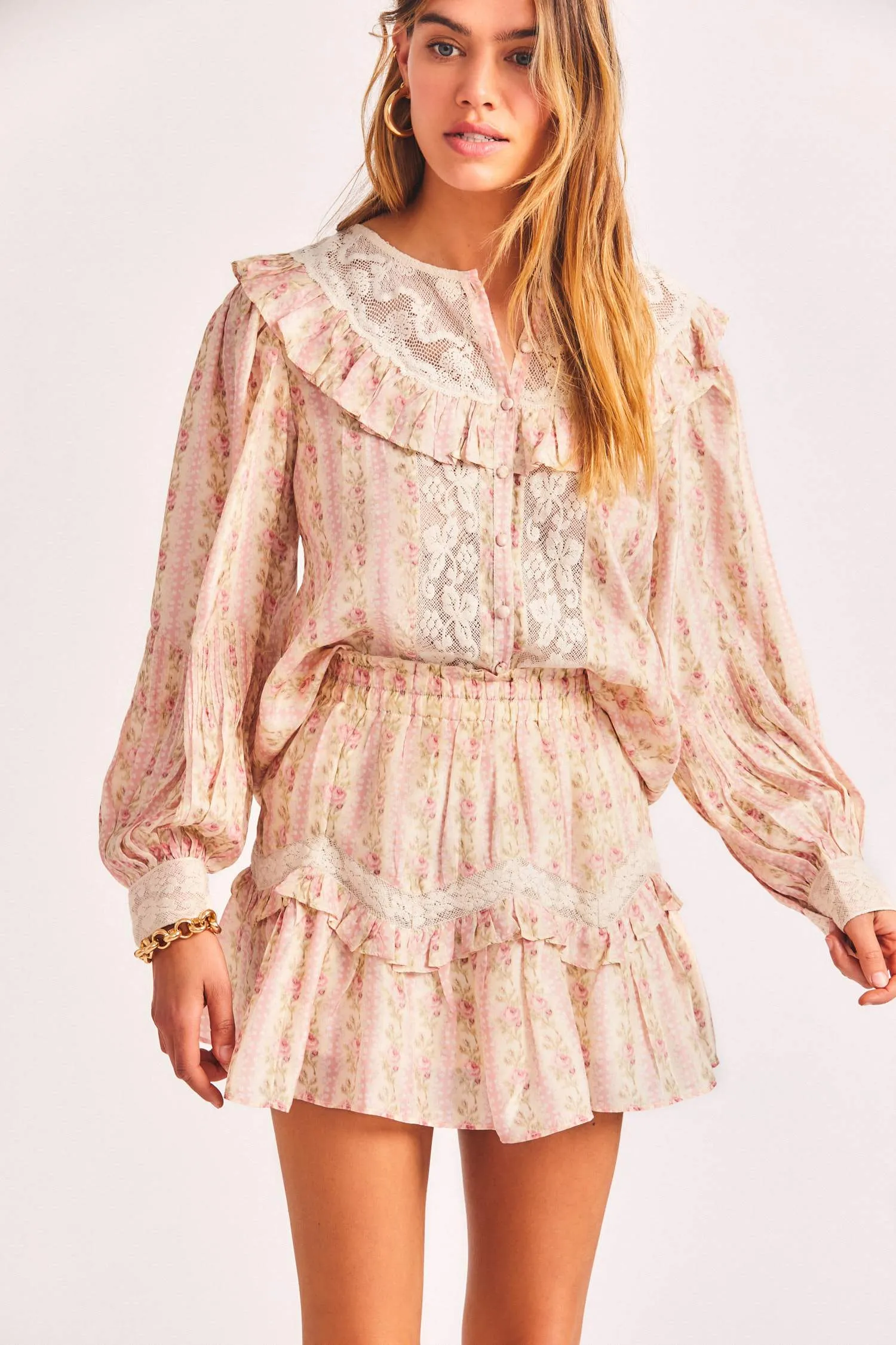 Mini Ruffle Skirt in Floral Print sold by Sand Dollar
