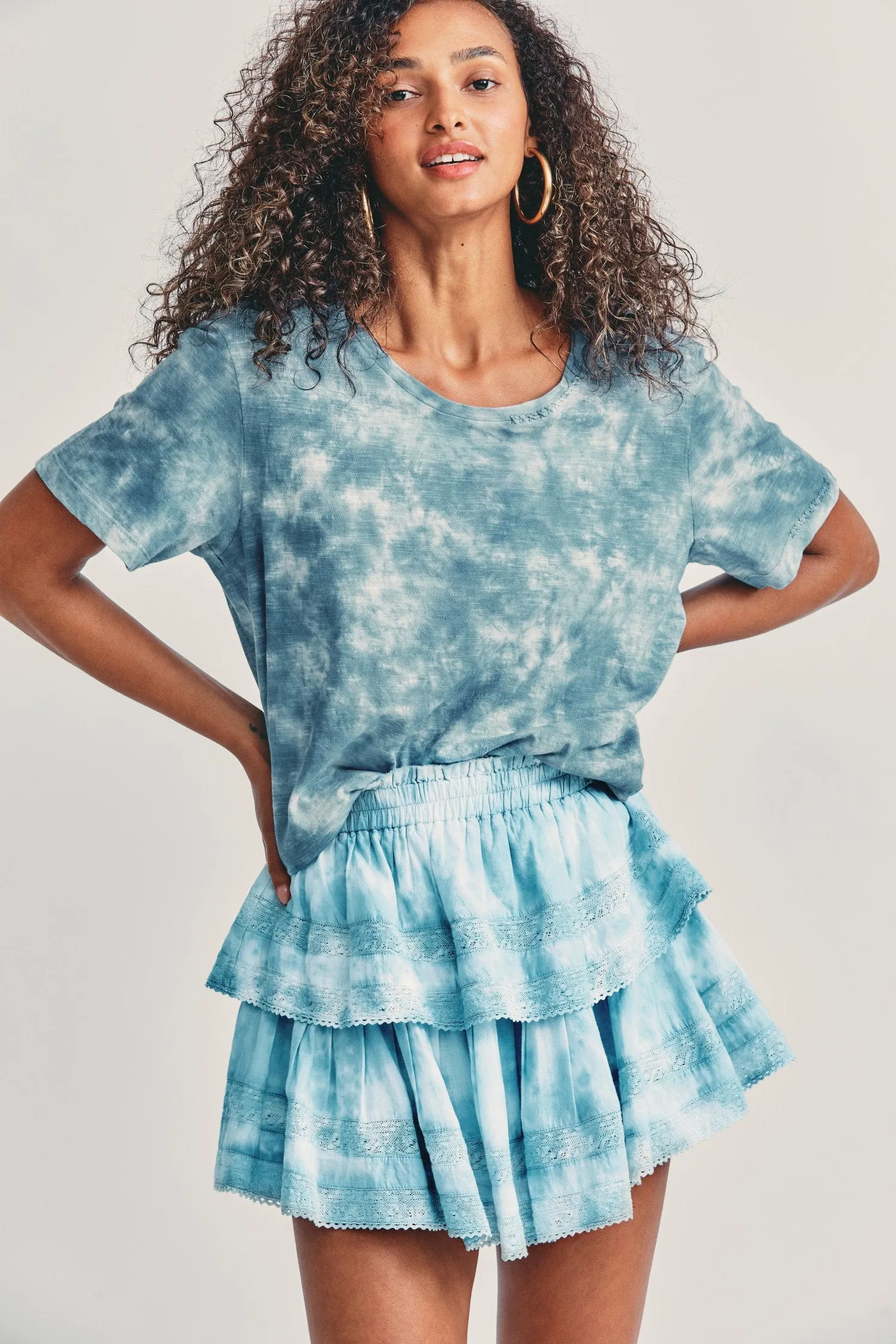 Ruffle Mini Skirt Pacific Indigo Hand Dye sold by Sand Dollar