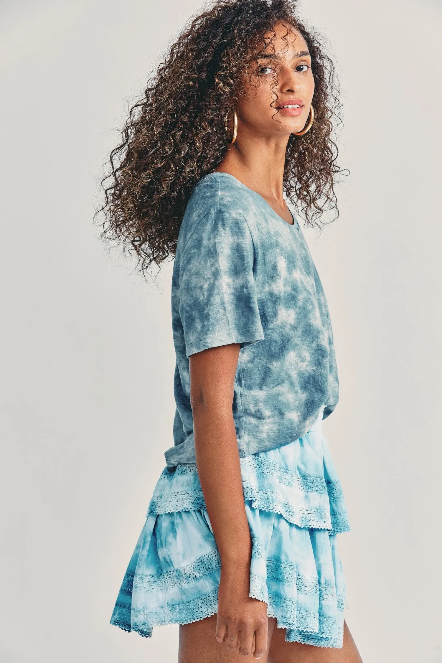 Ruffle Mini Skirt Pacific Indigo Hand Dye sold by Sand Dollar product image thumbnail 2