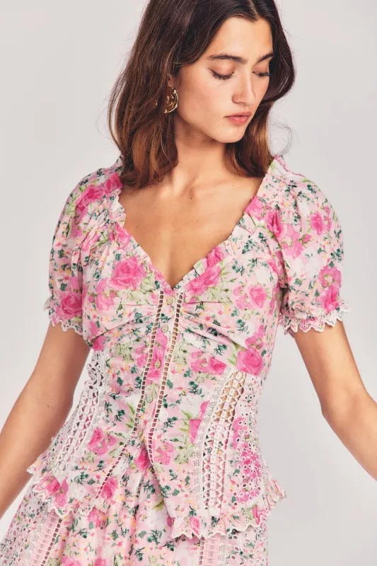 Designer Pink Floral Top made by Sand Dollar