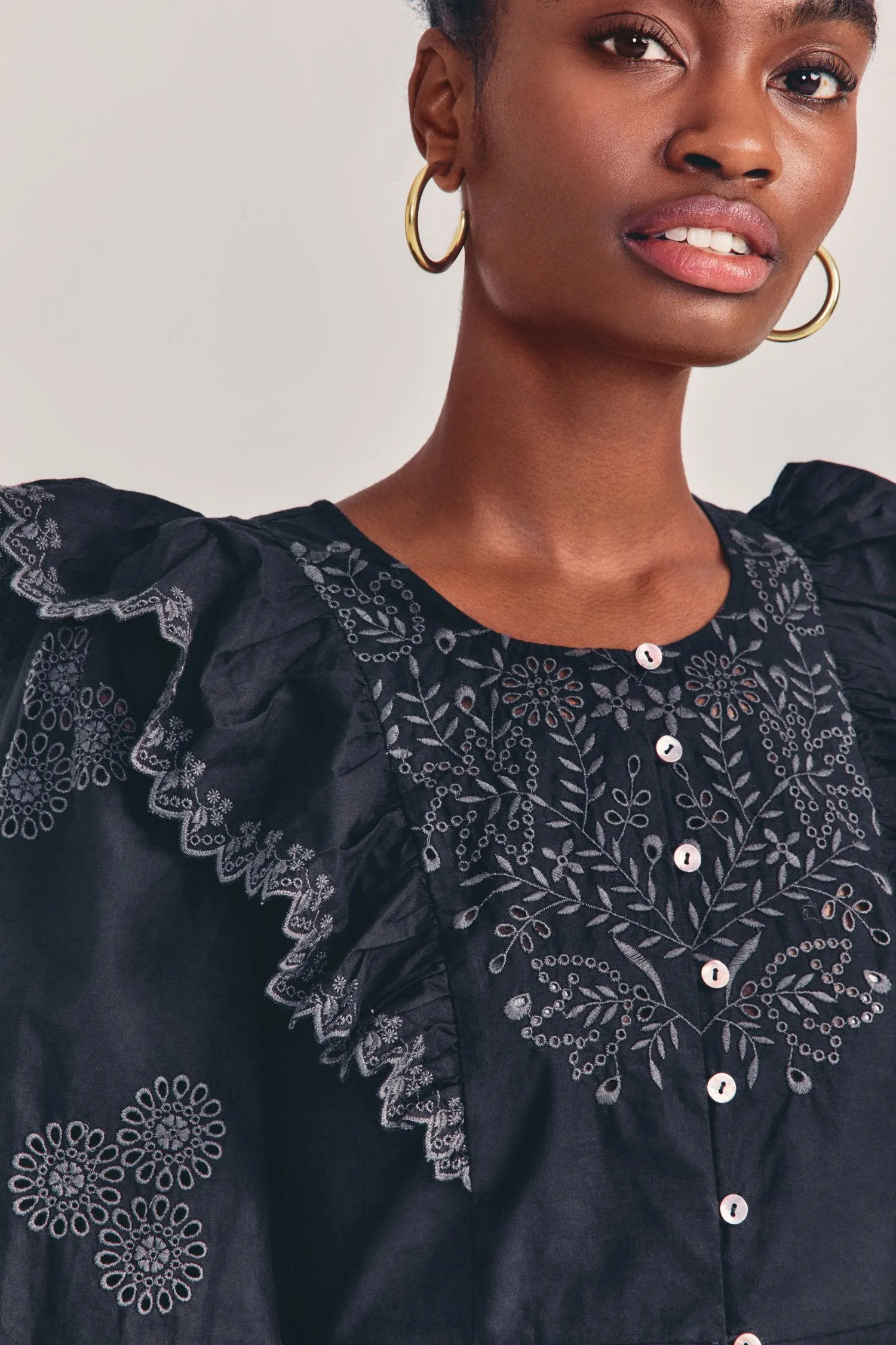 Black Mini Dress with Schiffli Embroidery sold by Sand Dollar product image thumbnail 5