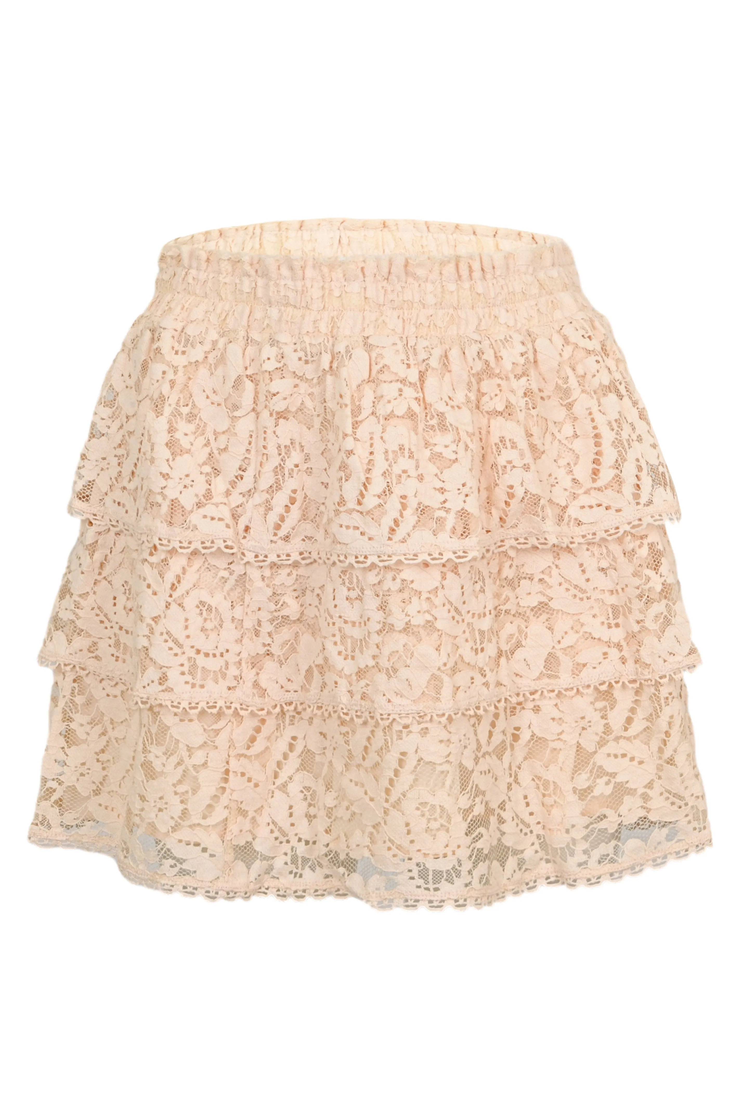 Cream Mini Skirt in Floral Lace sold by Sand Dollar