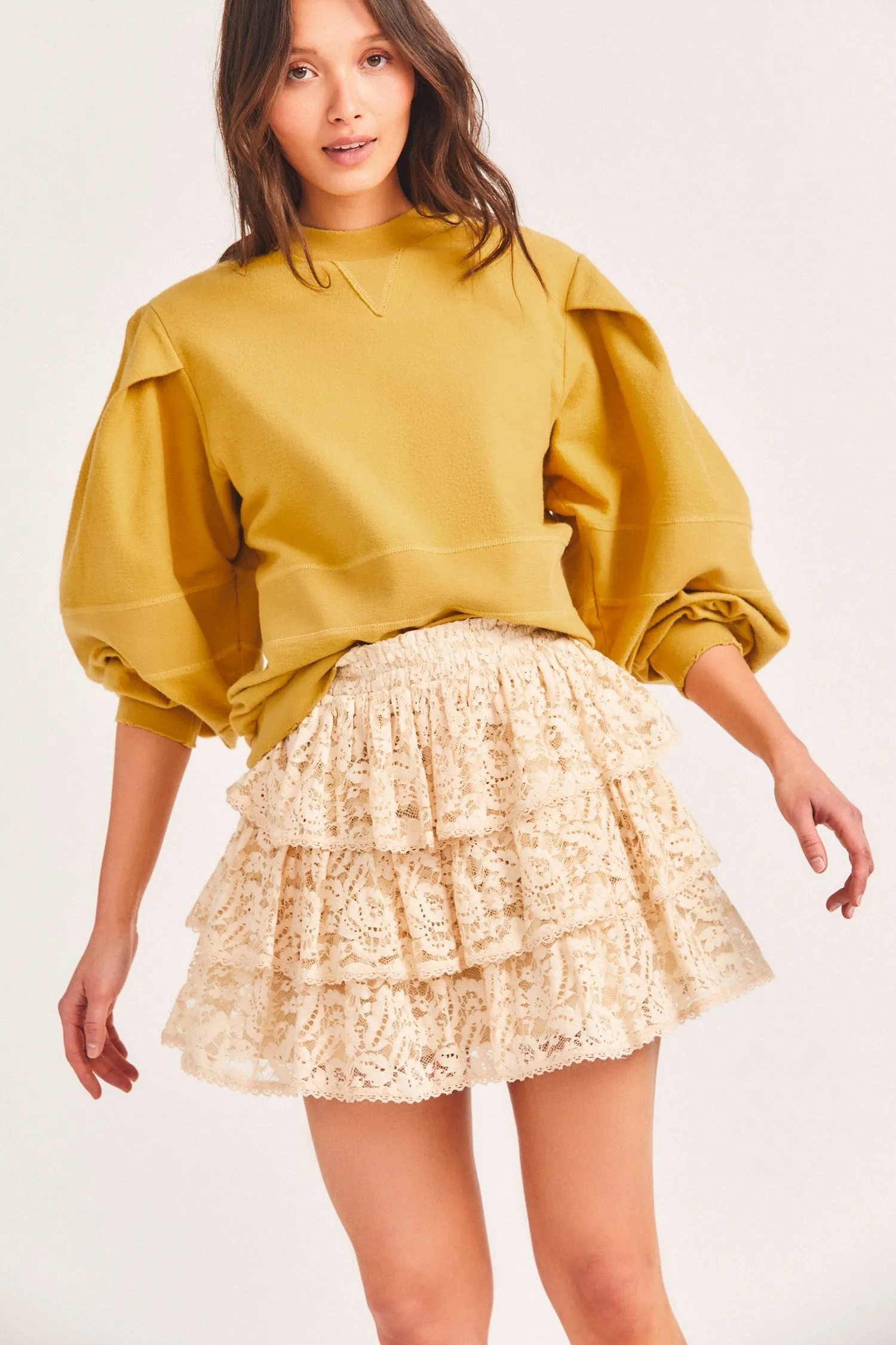 Cream Mini Skirt in Floral Lace sold by Sand Dollar product image thumbnail 2