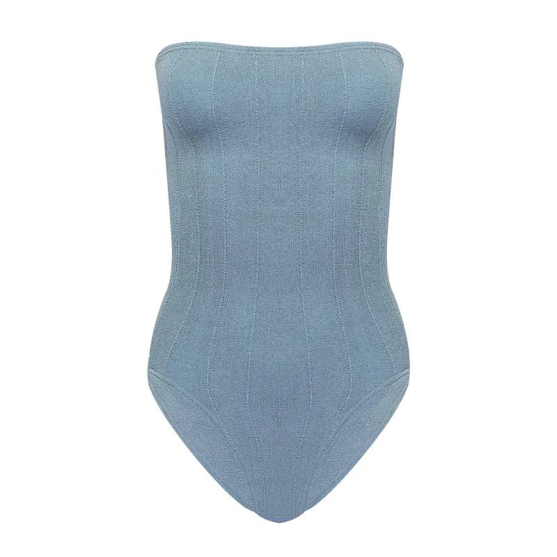 Audrey Nile Swimwear Metallic Airforce Blue made by Sand Dollar