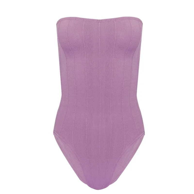 Lavender One Piece Strapless Swimsuit - Audrey Nile Swimsuit sold by Sand Dollar
