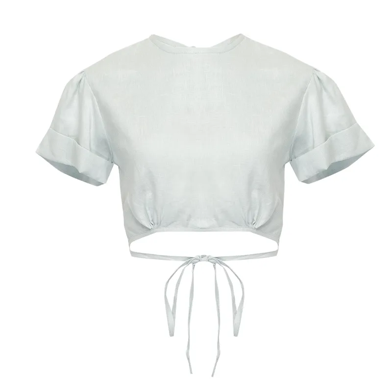 Double Crossed Top Pale Blue made by Sand Dollar