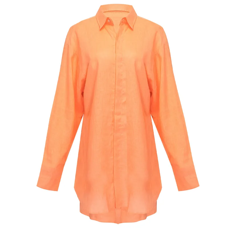 Shelly Beach Shirt Dress Bright Orange made by Sand Dollar