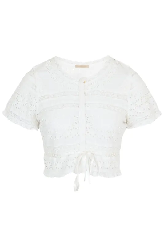 Womens White Crop Top sold by Sand Dollar