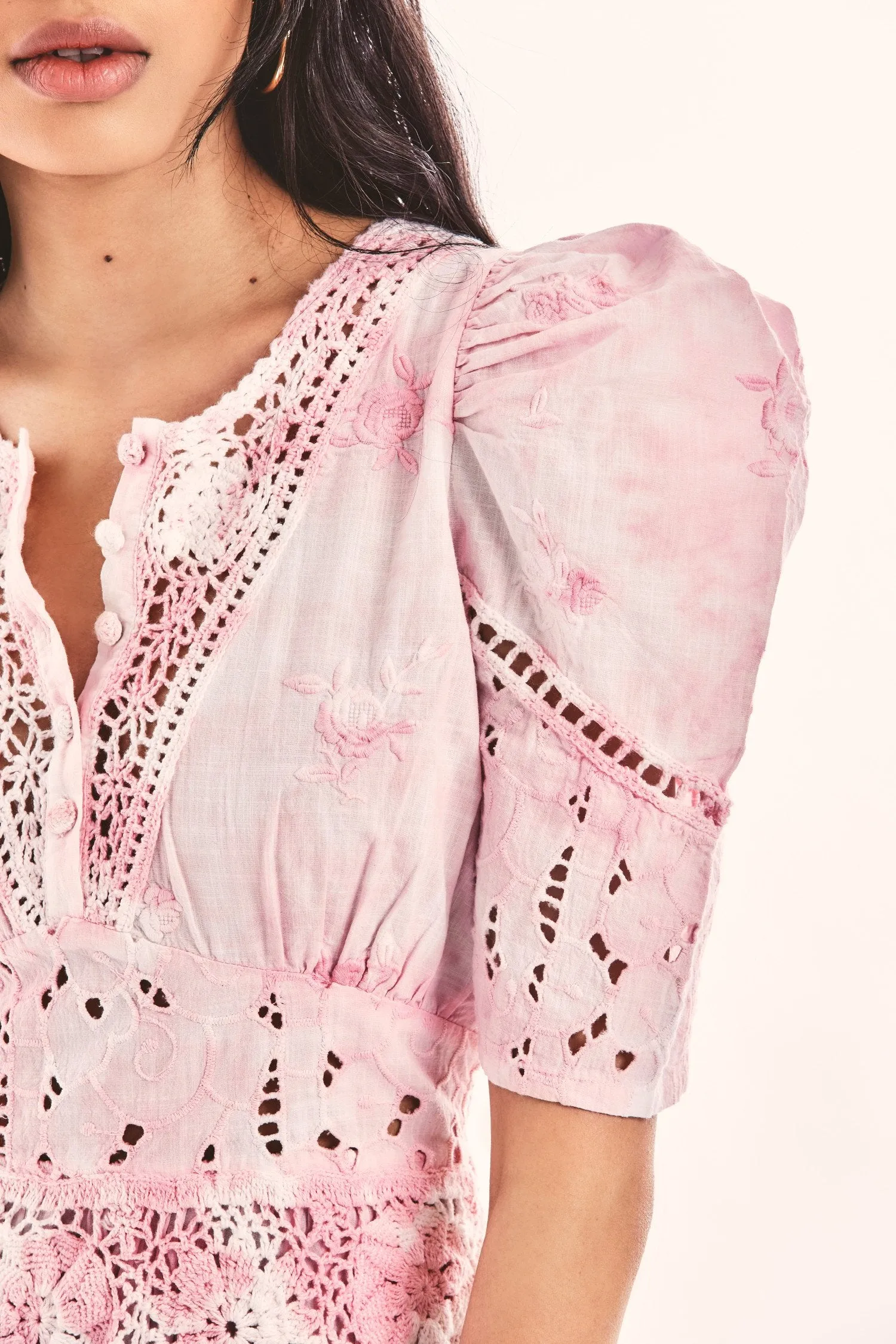 Pink Puff Sleeve Mini Dress sold by Sand Dollar product image thumbnail 4