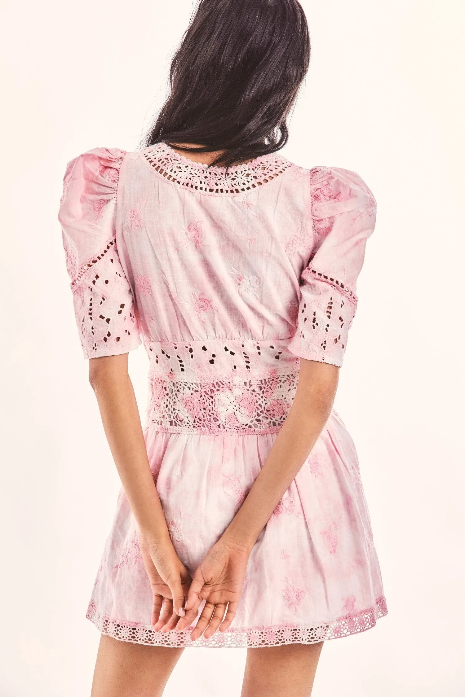 Pink Puff Sleeve Mini Dress sold by Sand Dollar product image thumbnail 3