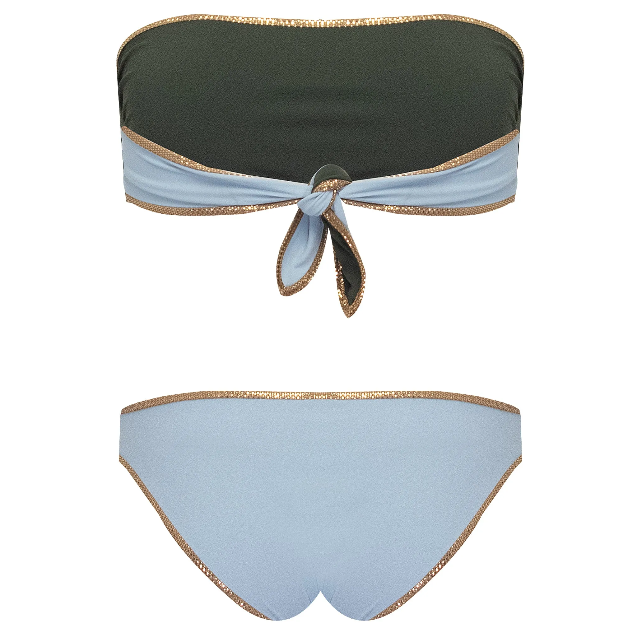 Hampton Bandeau Reversible Bikini Set Aquamarine/Jungle sold by Sand Dollar product image thumbnail 3