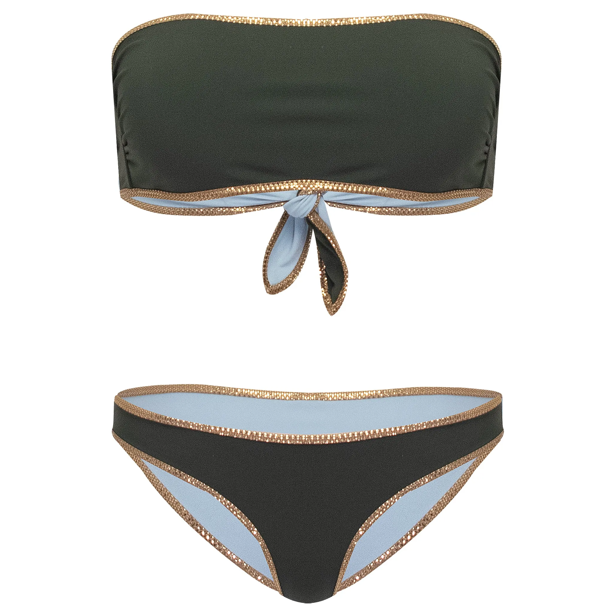 Hampton Bandeau Reversible Bikini Set Aquamarine/Jungle sold by Sand Dollar product image thumbnail 2
