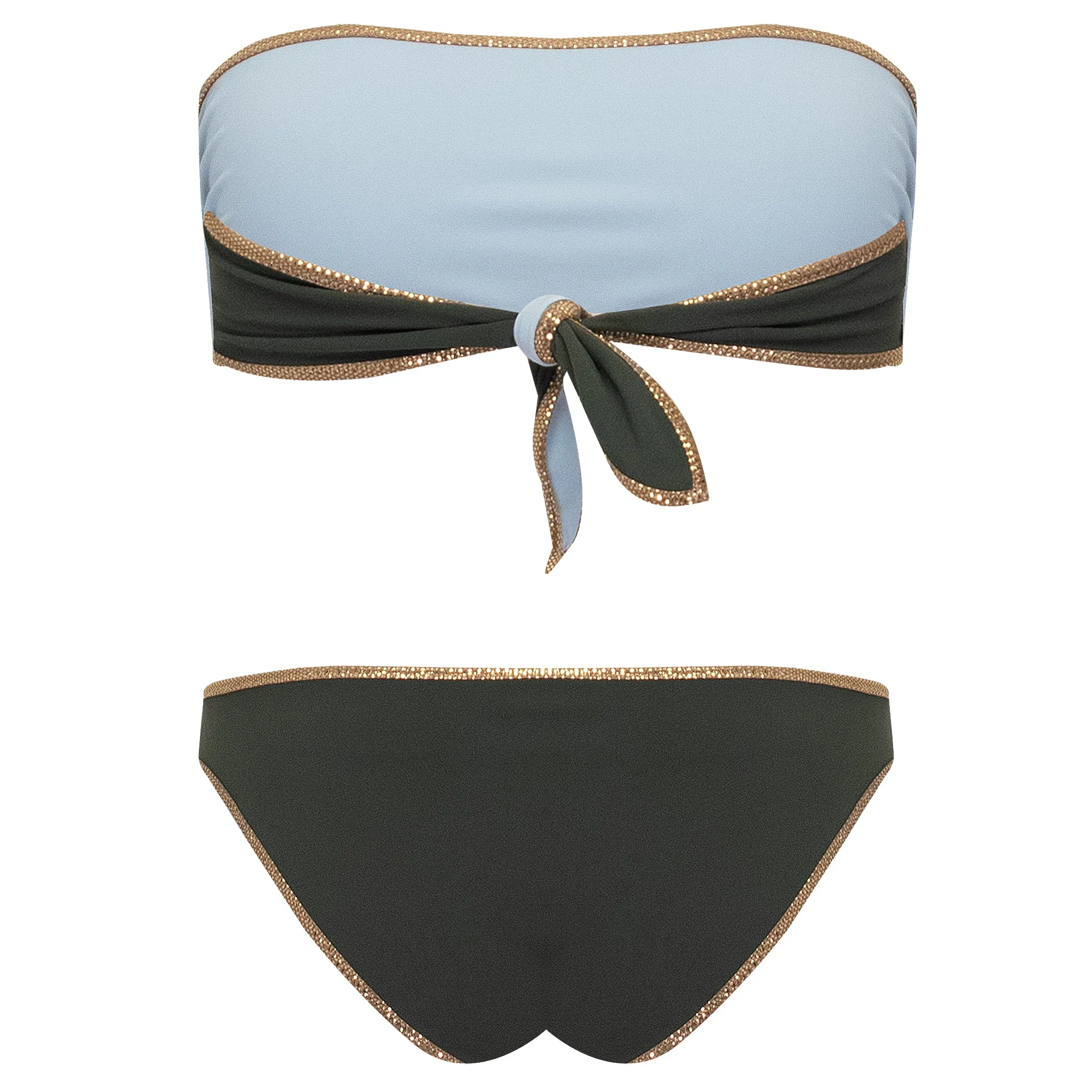 Hampton Bandeau Reversible Bikini Set Aquamarine/Jungle sold by Sand Dollar product image thumbnail 4