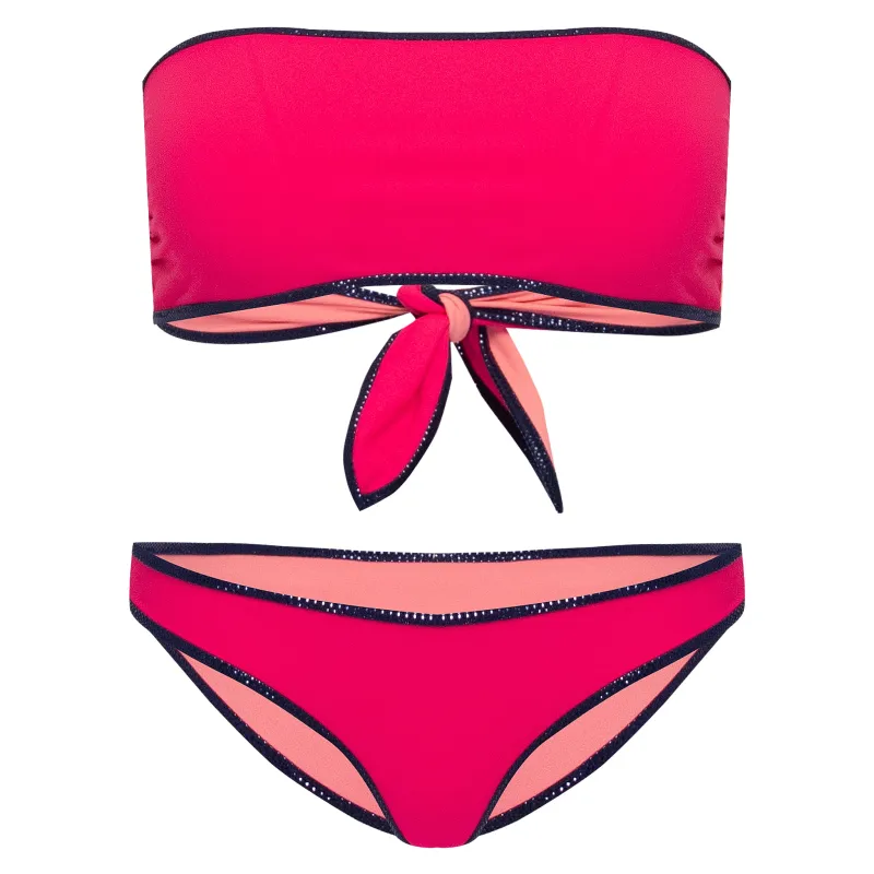 Hampton Bandeau Reversible Bikini Set Fuchsia/Pink made by Sand Dollar