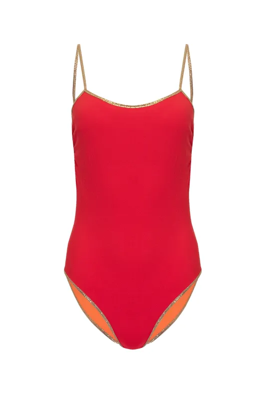 Bridgehampton Reversible One Piece Orange/Red made by Sand Dollar