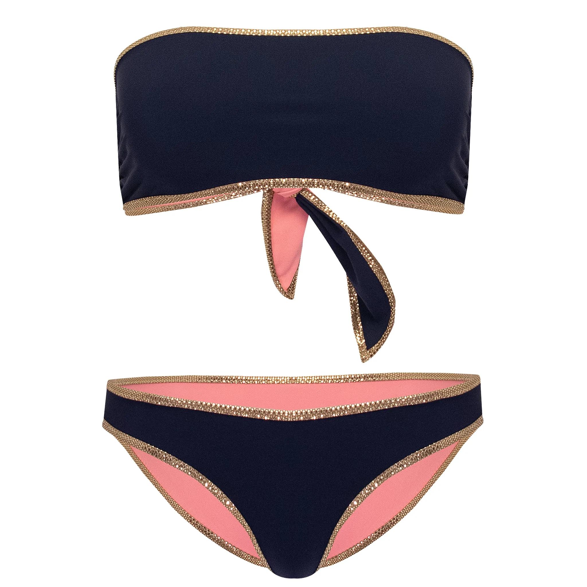 Hampton Bandeau Reversible Bikini Set Pink/Dark Blue sold by Sand Dollar product image thumbnail 2