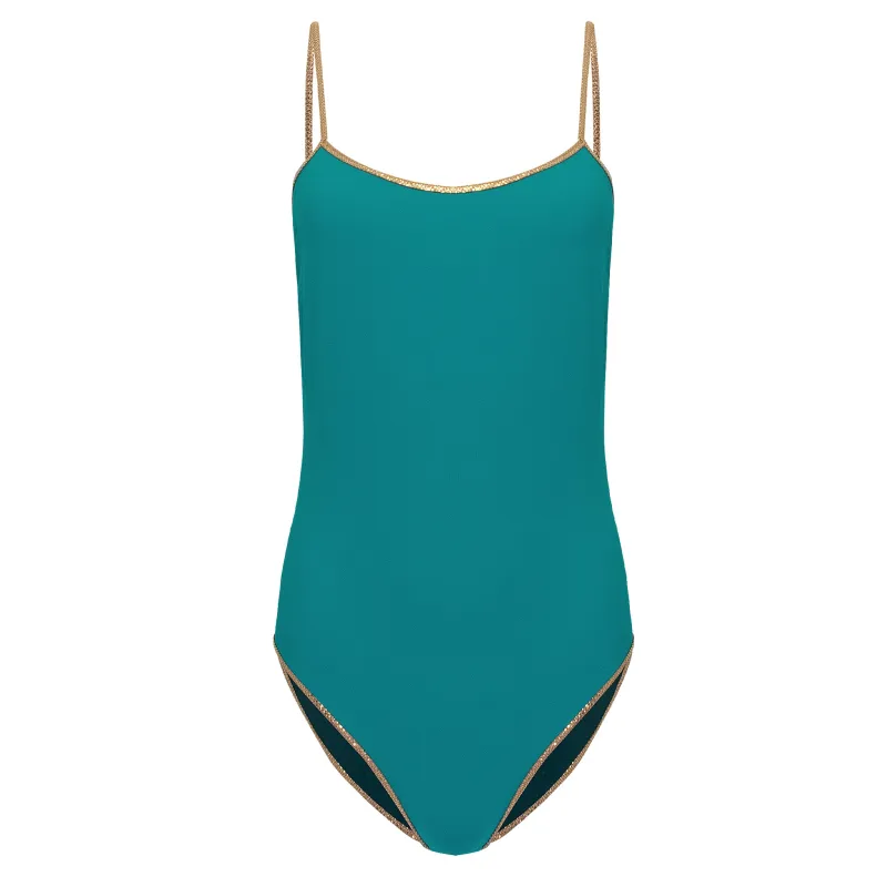 Bridgehampton Reversible One Piece Turquoise/Dark Green made by Sand Dollar
