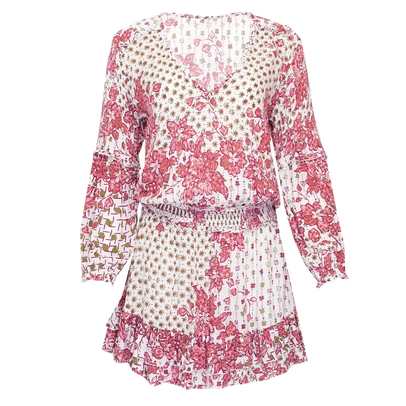Mini Dress Ilona Long Sleeve Pink Edelweiss made by Poupette St Barth