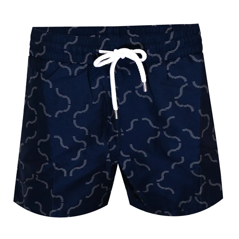 Men’s Designer Swim Shorts with Linear Print made by Sand Dollar