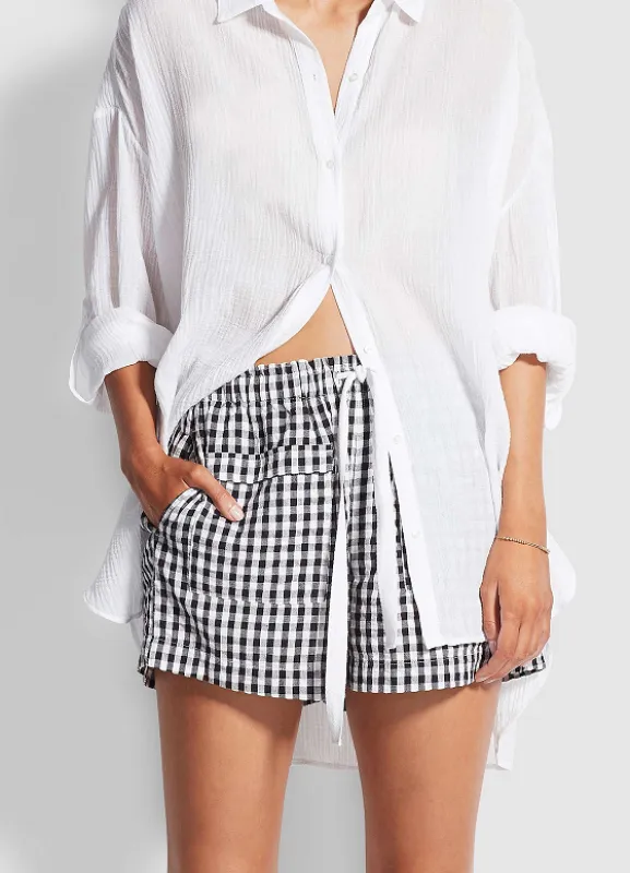 Gingham Beach Short Black sold by Sand Dollar