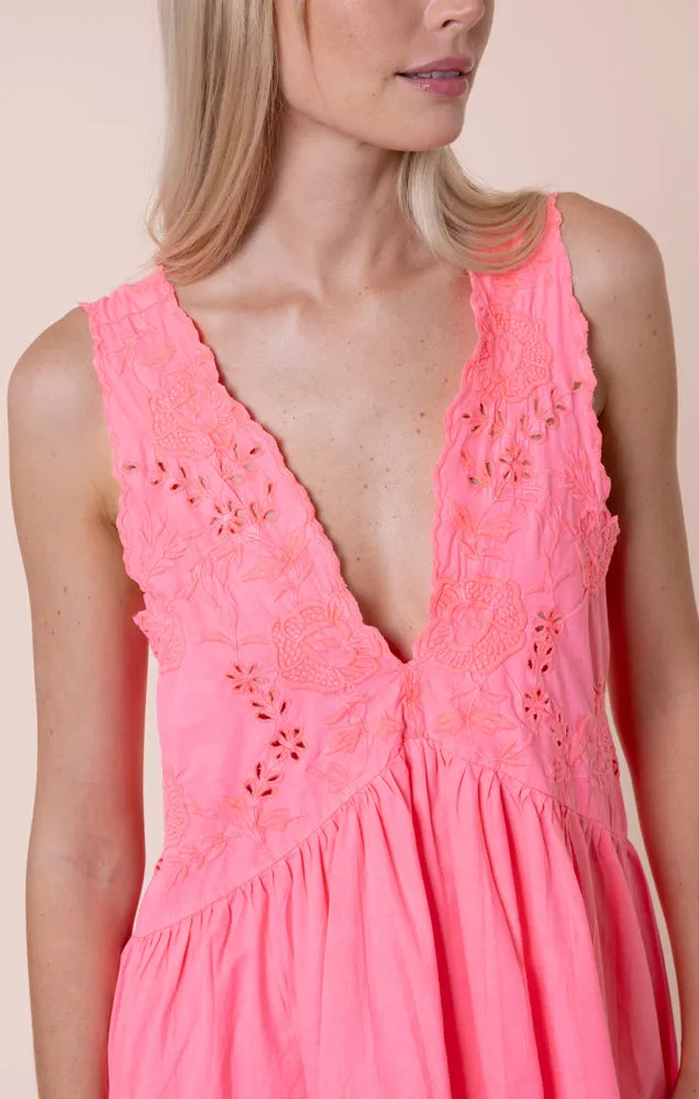 Poplin V-Back Mini Dress with Scallop Embroidery Watermelon sold by Sand Dollar product image thumbnail 3