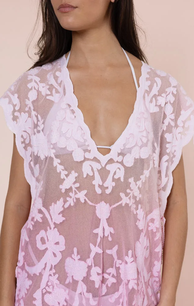 Net Narrow Poncho with Bow Embroidery Ombre Ballet/Pink/Bronze sold by Sand Dollar product image thumbnail 5