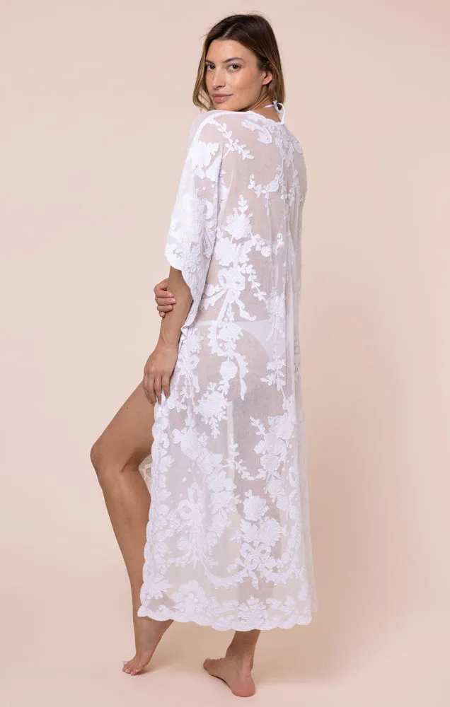 Net Kimono with Bow Embroidery White sold by Sand Dollar product image thumbnail 4