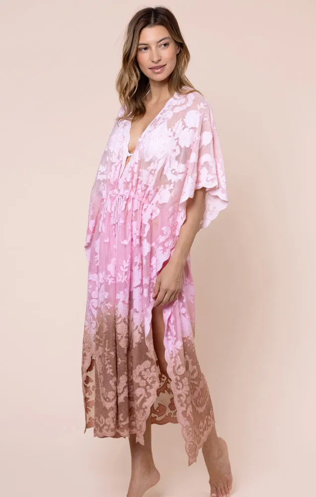 Net Kimono with Bow Embroidery Ombre Ballet/Pink/Bronze sold by Sand Dollar product image thumbnail 2