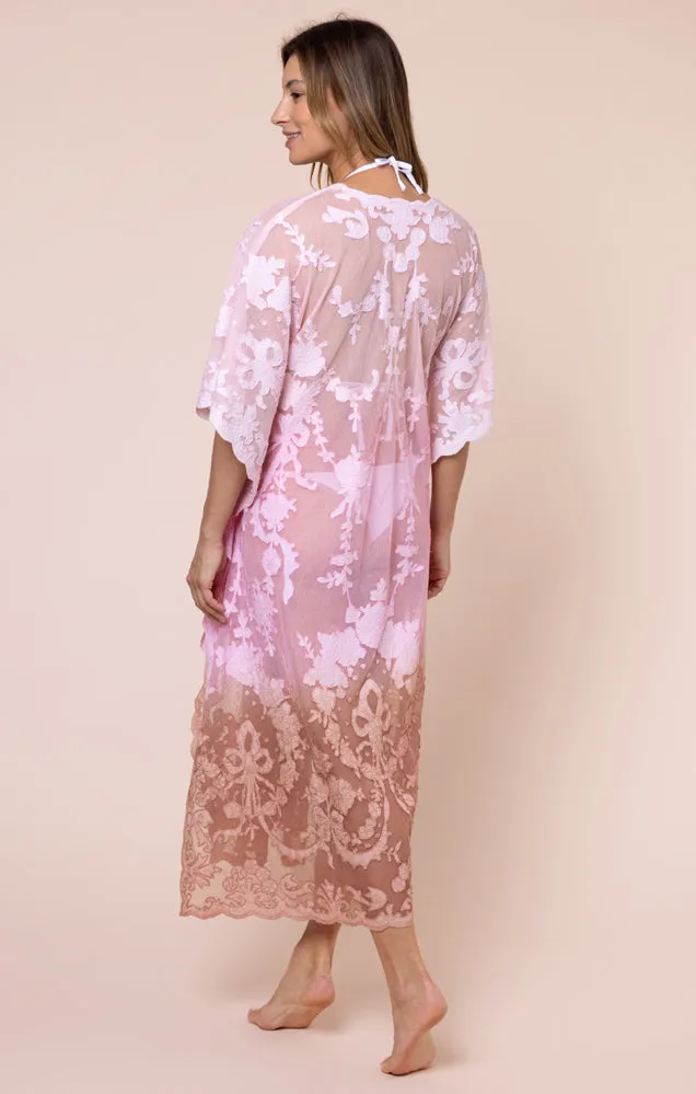 Net Kimono with Bow Embroidery Ombre Ballet/Pink/Bronze sold by Sand Dollar product image thumbnail 4