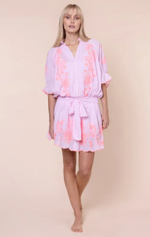 Blouson Dress with Butterfly Embroidery Petal Pink/Candy sold by Sand Dollar