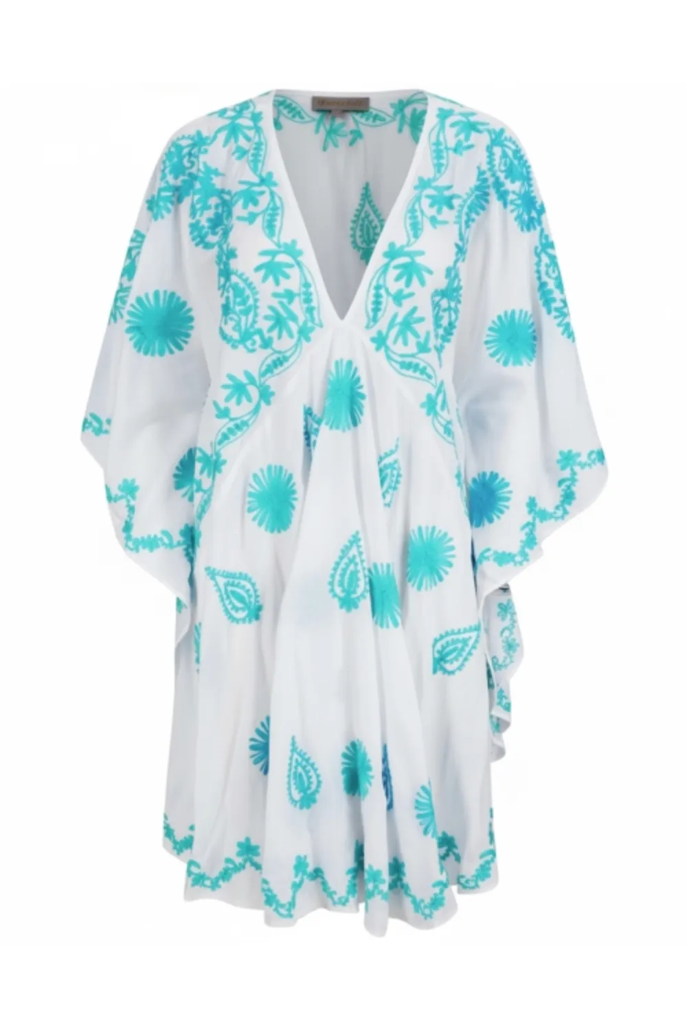 Ola Aqua/White Kaftan sold by Sand Dollar