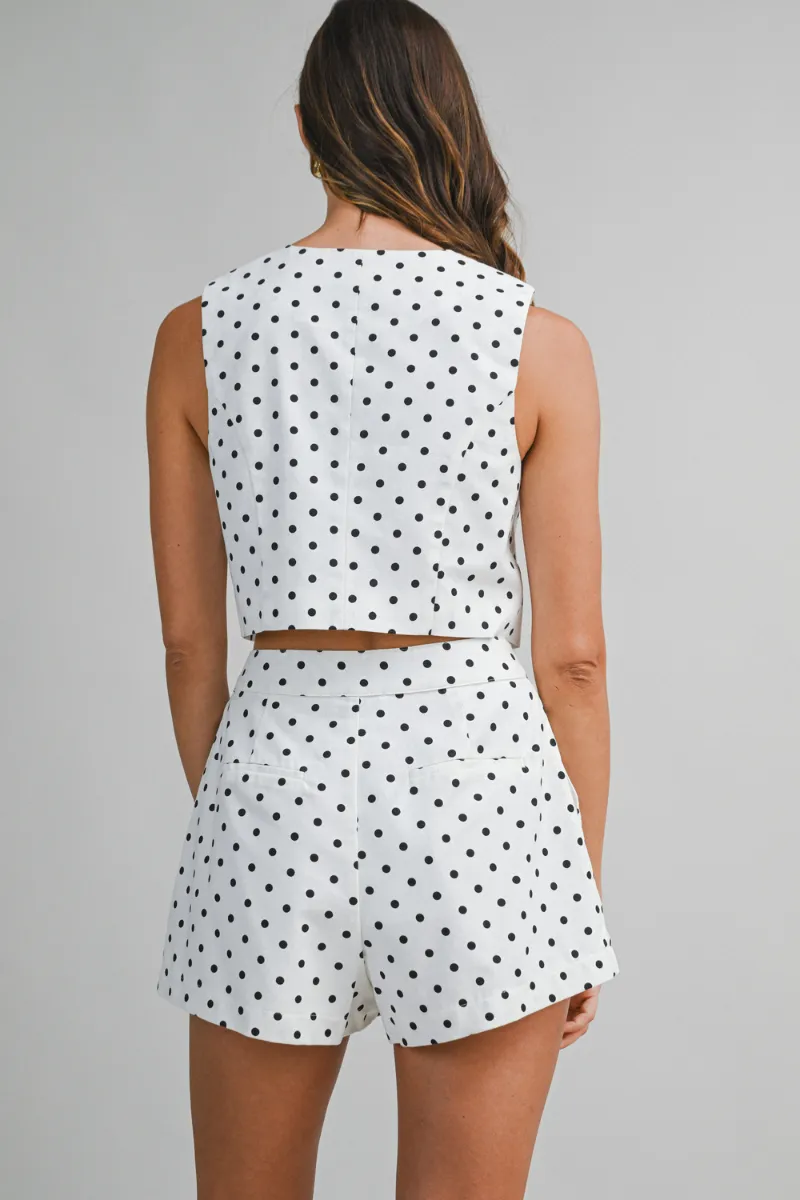 Linen Polka Dot Vest and Shorts Set Off White sold by Sand Dollar product image thumbnail 3