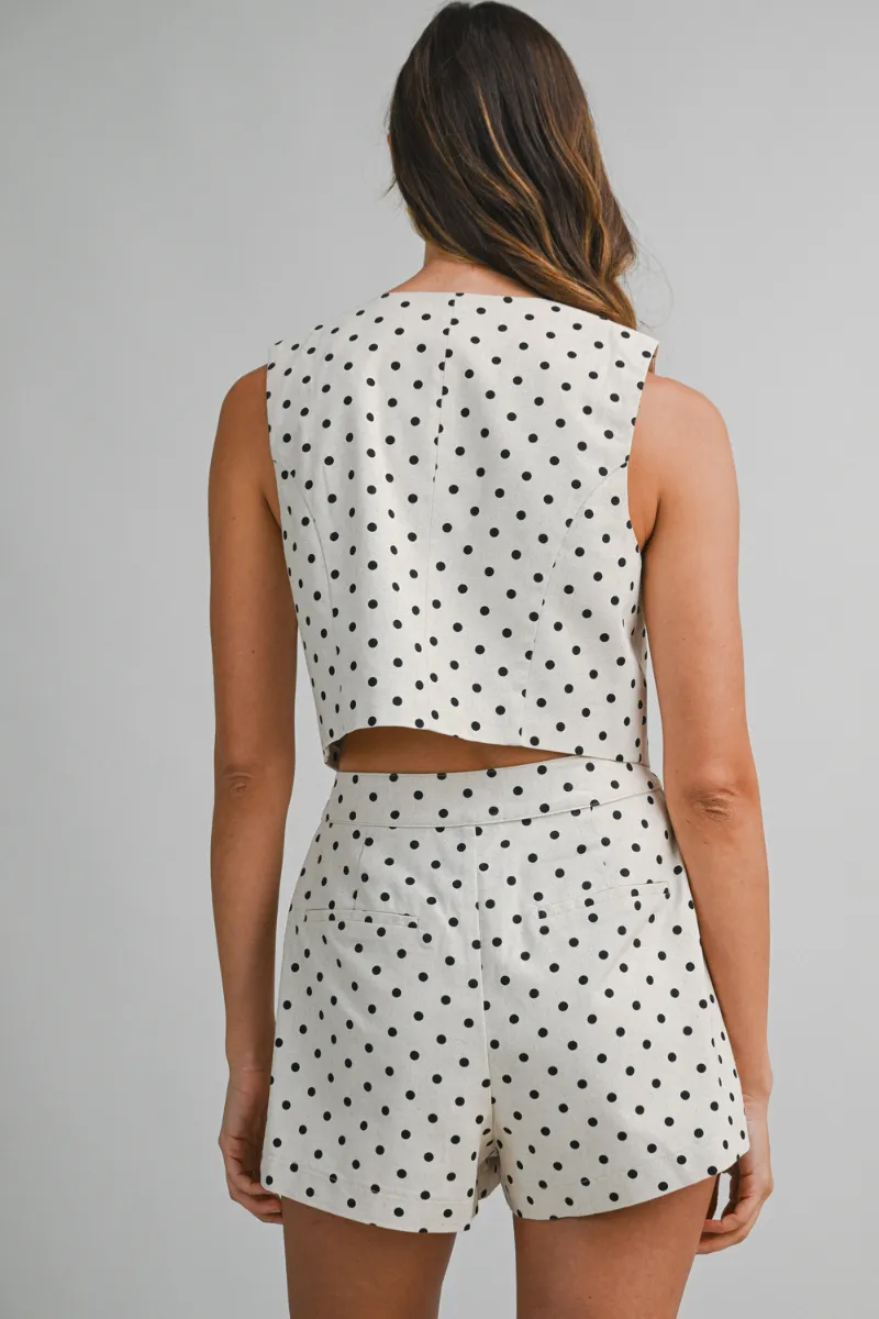 Linen Polka Dot Vest and Shorts Set Oatmeal sold by Sand Dollar product image thumbnail 3