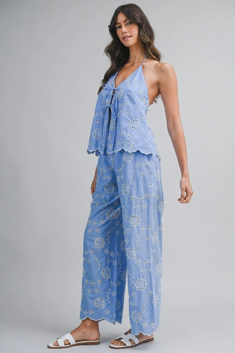 Embroidery Halter Top and Pants Blue sold by Sand Dollar product image thumbnail 2