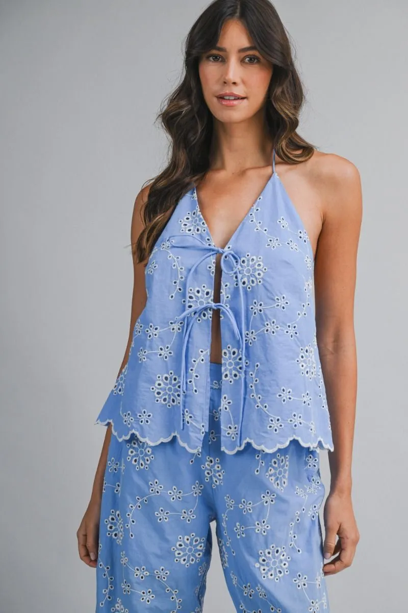 Embroidery Halter Top and Pants Blue sold by Sand Dollar product image thumbnail 3
