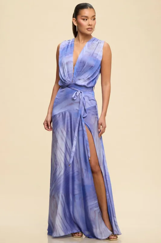 Mystique Satin Maxi Dress Blue Purple made by Luxxel