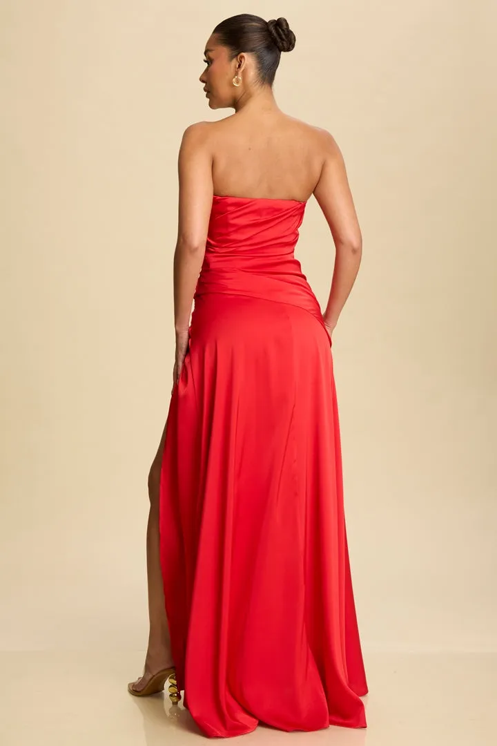 Draped Satin Bustier Dress Red sold by Sand Dollar product image thumbnail 2