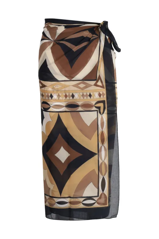 Black and Gold Printed Cotton Sarong made by Emilio Pucci