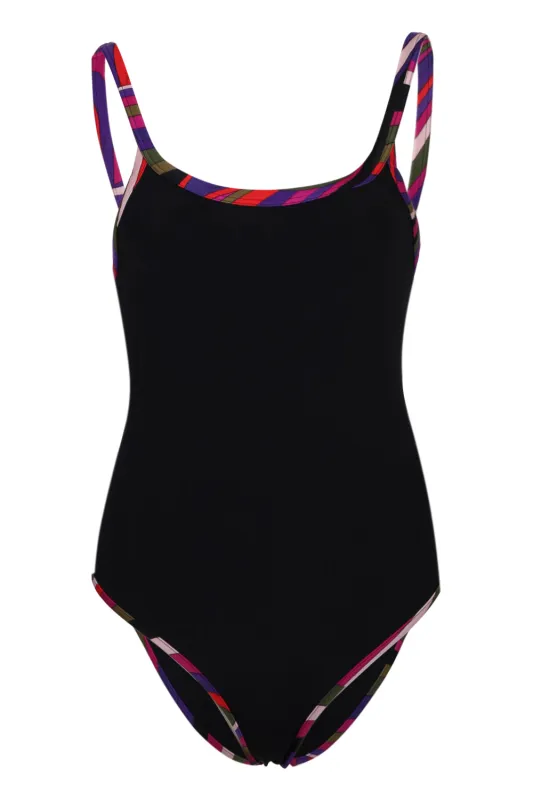 Swimsuit with Printed Trim Nero made by Emilio Pucci