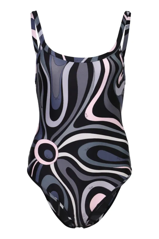 Marmo Print Swimsuit Black Pink made by Emilio Pucci
