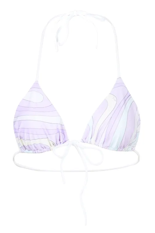 Marmo Print Triangle Bikini Top Lavander made by Emilio Pucci