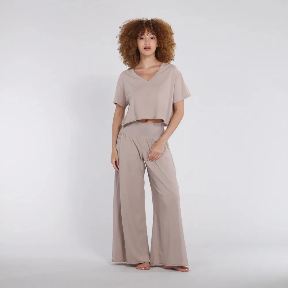 B30 V-Neck Crop Jersey Tee Taupe sold by Sand Dollar product image thumbnail 2