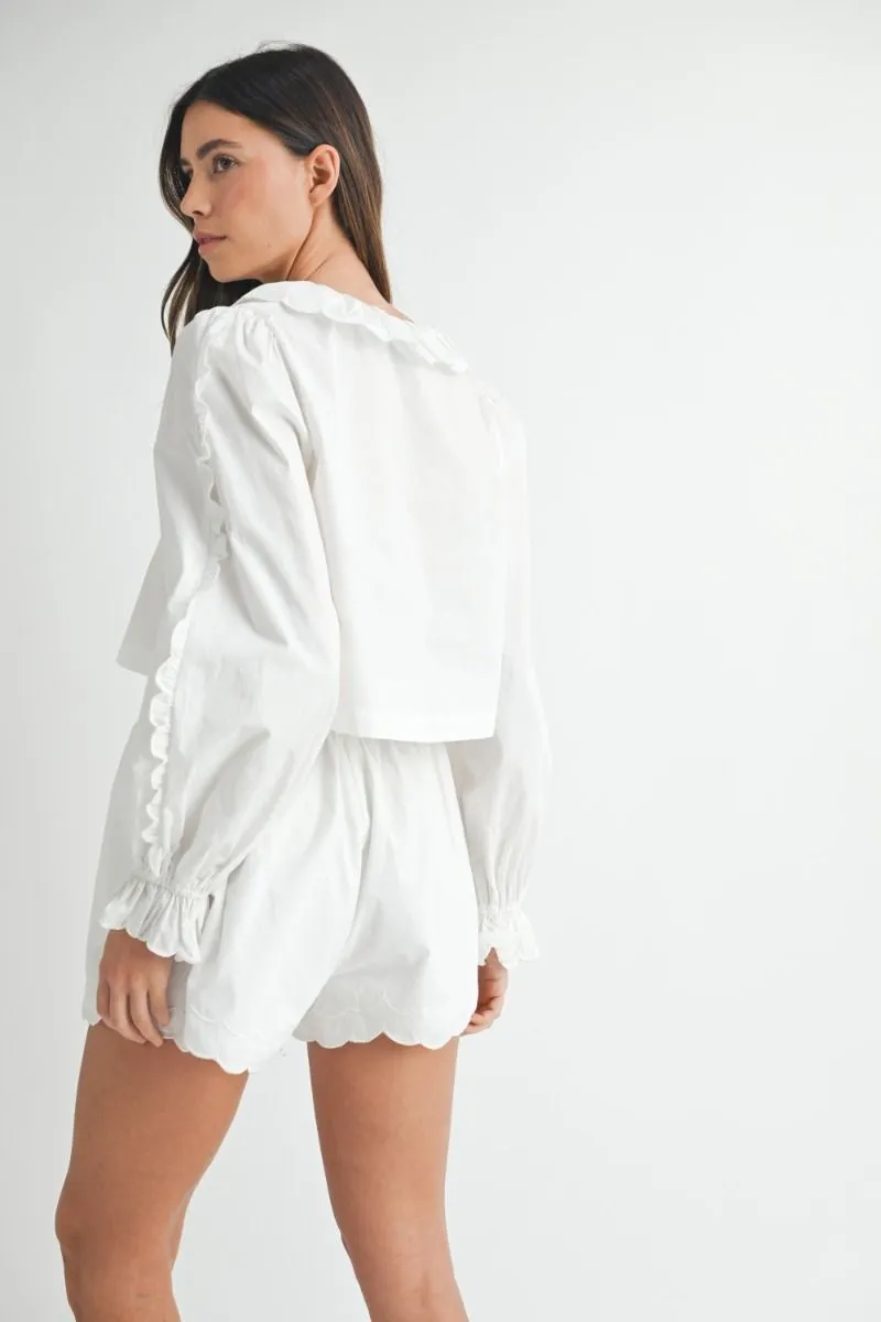 Long Sleeve Blouse and Shorts Set Off White sold by Sand Dollar product image thumbnail 4